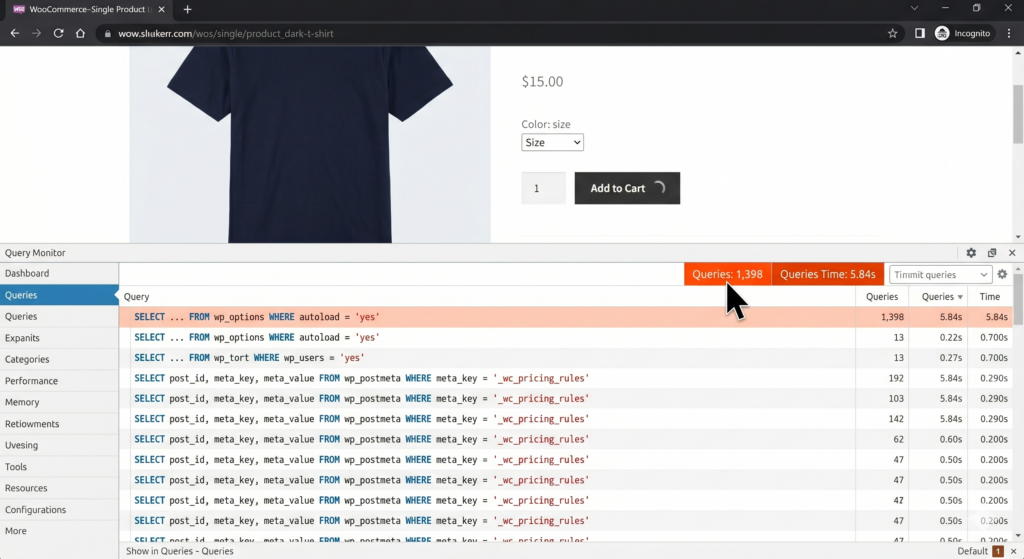 woocommerce query monitor